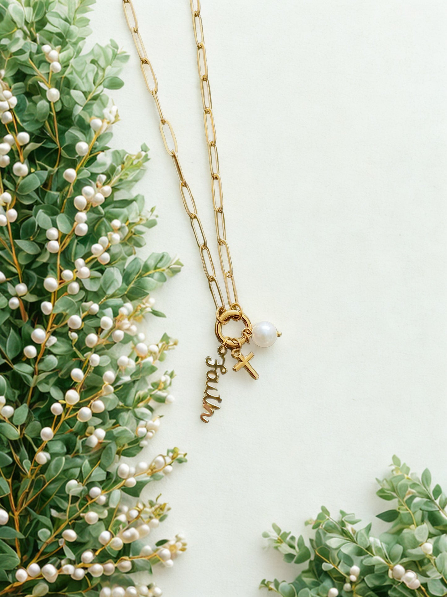 Gold Faith Charm Holder Necklace