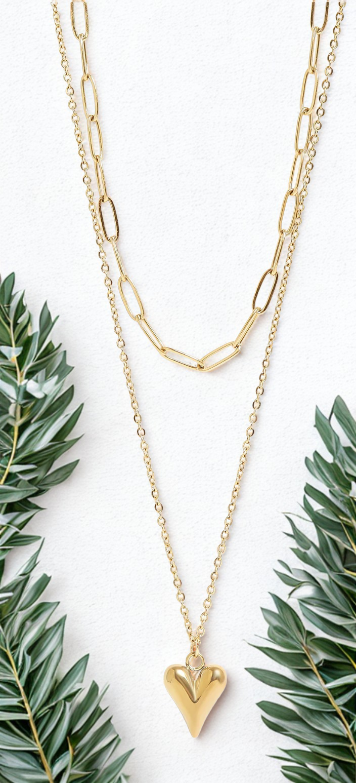 Heart Charm Layered Necklace