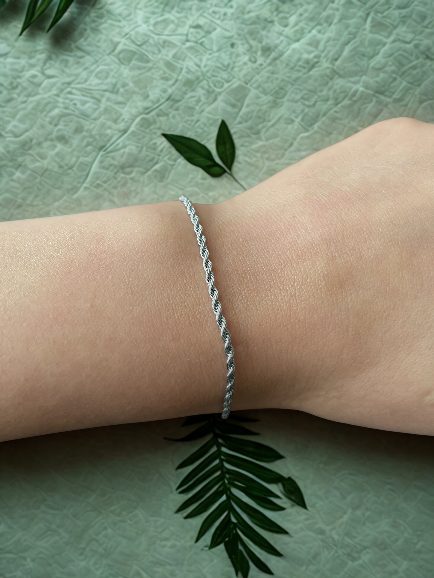 Silver Rope Chain Bracelet