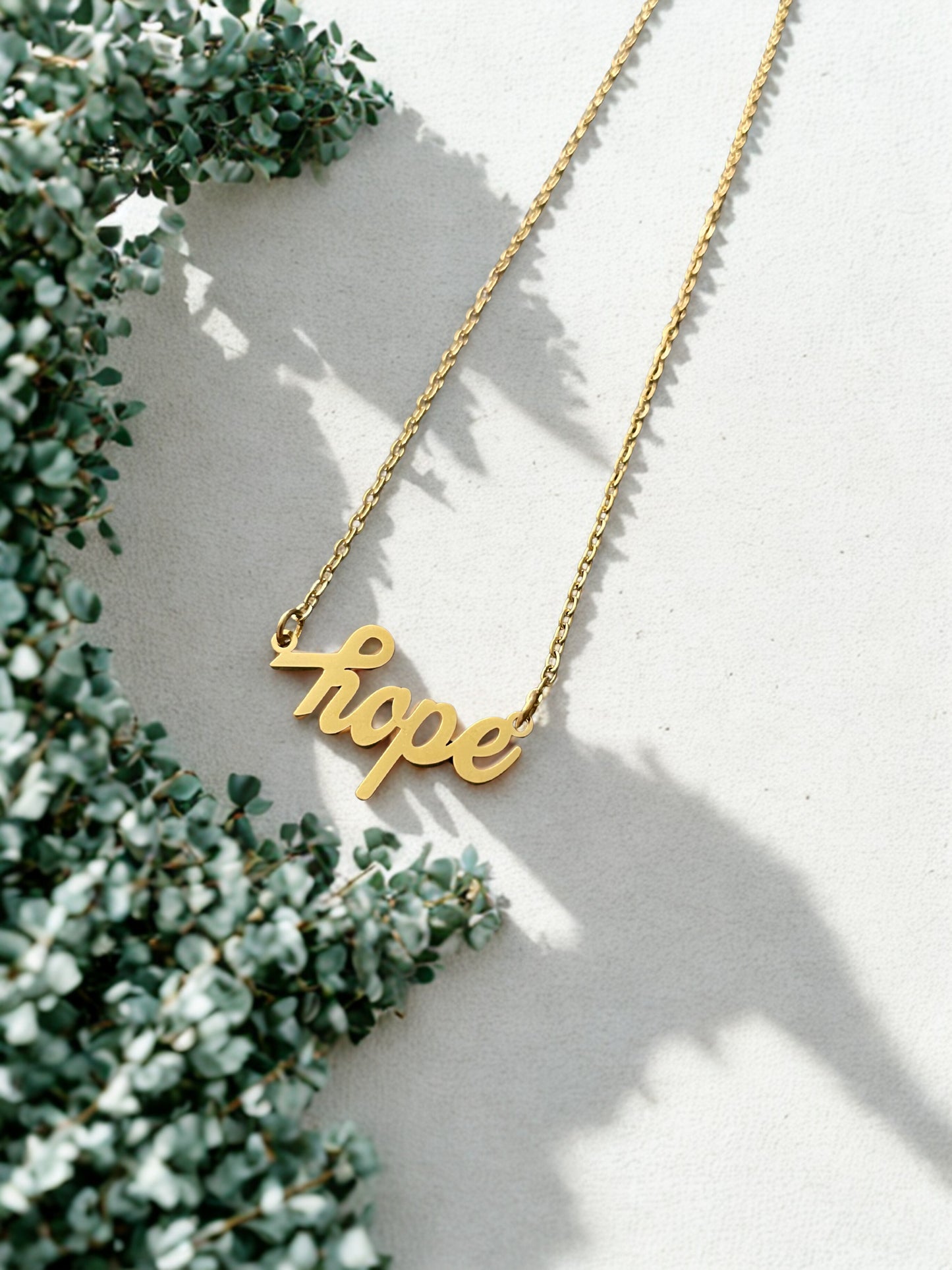 Gold Hope Script Necklace