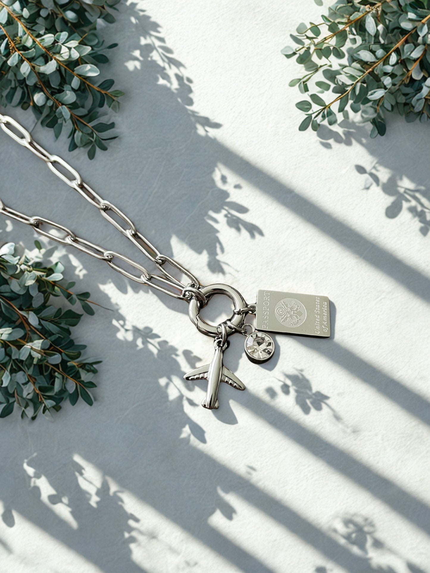 Silver Travel Charm Holder Necklace